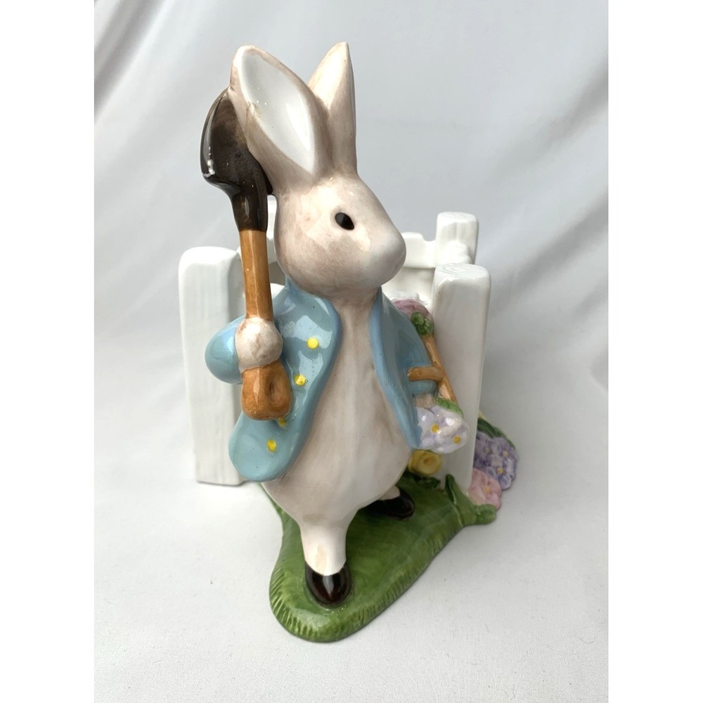 Peter Rabbit Ceramic Planter Teleflora 2001 Garden Fence Beatrix Potter Cachepot - Picture 2 of 10